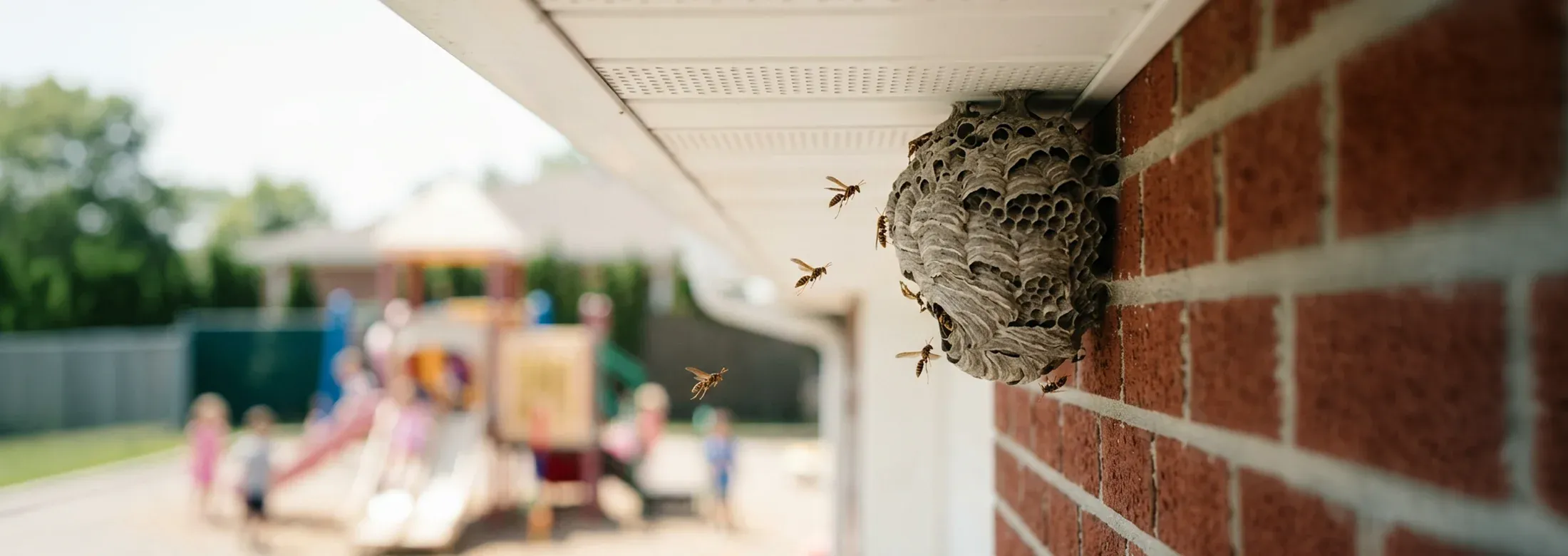 wasp nest on a building