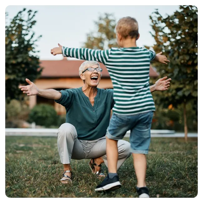 grandma outside with grandchild
