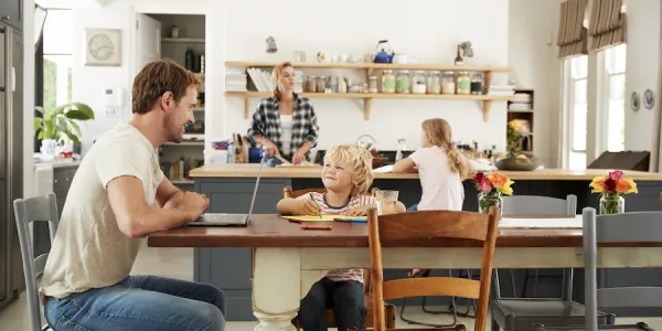 family in kitchen
